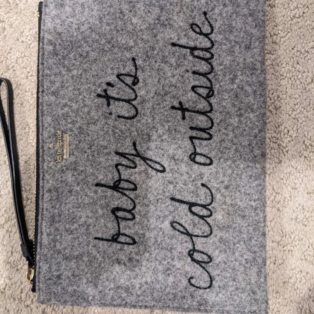Kate Spade Baby It's Cold Outside wool felt Clutch
